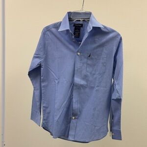 Nautica Men's Blue Striped Button-Down Shirt